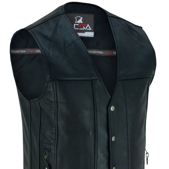 Men's 10 Pocket Classic Snap Front Vest Side plainWith Gun Pockets Black